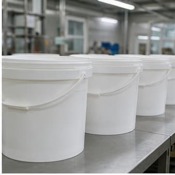 White food-grade HDPE buckets for grape leaves in brine